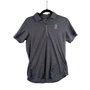 Kate Lord Collection Womens Medium Gray Short Sleeve Quarter Zip Golf Polo Shirt